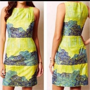 Green and Blue Anthropology Tabitha Dress